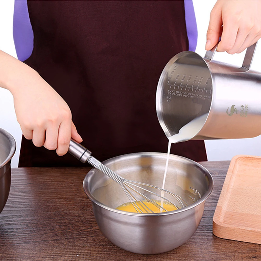 Мерная чашка из нержавеющей стали SSGP Толстая 304 с весами 2000 мл 1000 500 кухонная