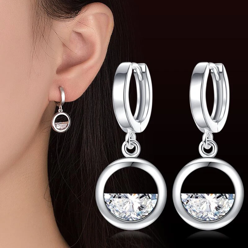 

Luxury Zircon Geometric Drop Earrings for Women Girls 2020 New Bijoux Semicircle Dangle Earring Party Jewelry Gifts Trendy Chic