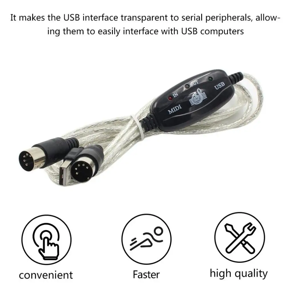 2M Keyboard to PC USB MIDI Cable Converter Music Cord IN-OUT Interface Black | Компьютеры и офис