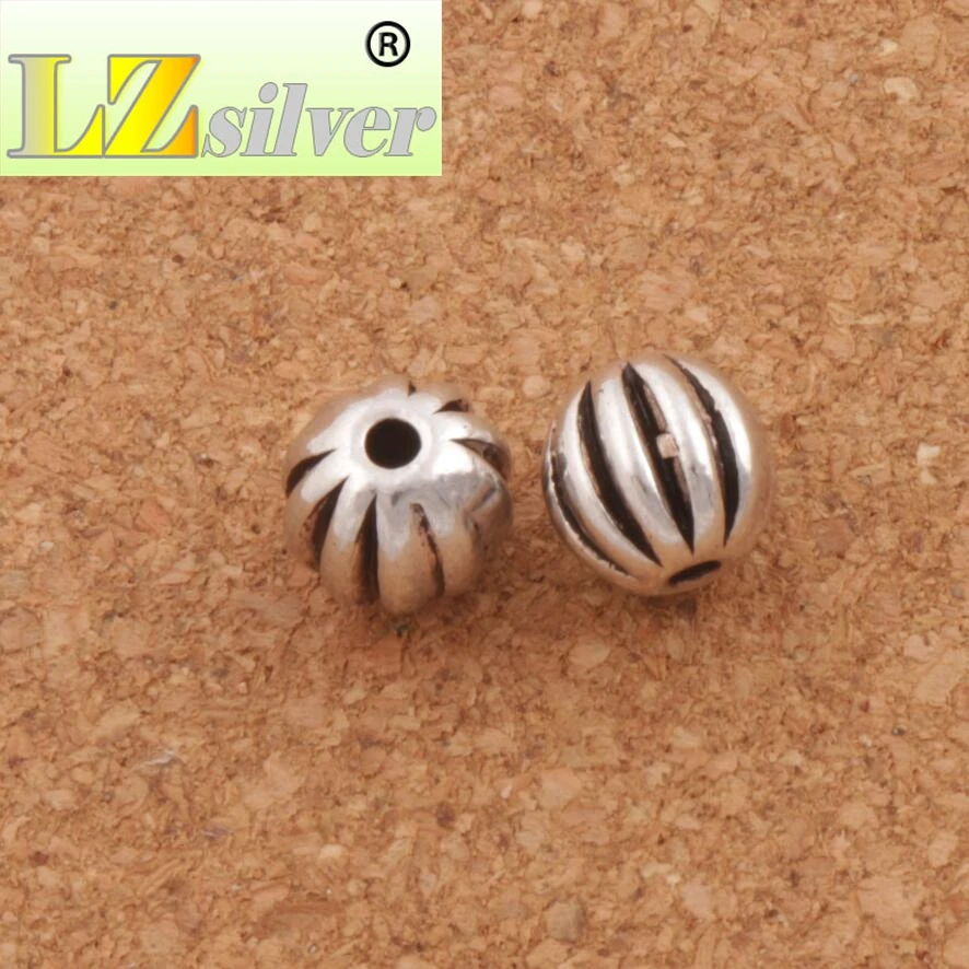 Fluted Corrugated Round Bead 7.5x7.73mm 120pcs Zinc Alloy Rondelle Spacer Beads for Jewelry Making L628