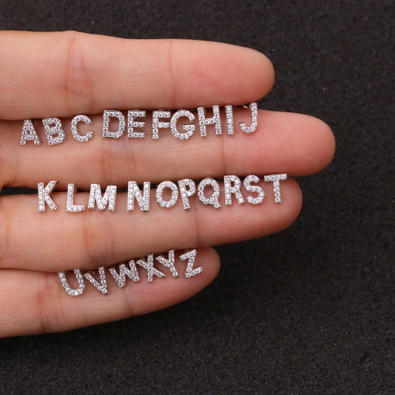 1 шт. 16 г стальной и медный ушной колокольчик 26 прописных букв фианитовые