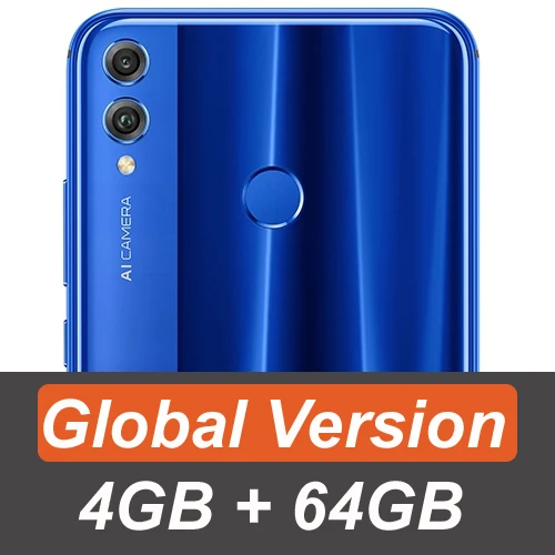 EN 4GB 64GB Blue Мобильный телефон Honor 8X с глобальной ПЗУ, экран 6,5 дюйма, аккумулятор 3750 мАч, двойная задняя камера 20 МП, многоязычный смартфон - Цвет: EN 4GB 64GB Blue