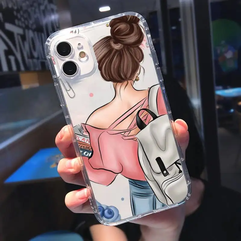 

Fashion Girl Queen High Heels Phone Case Transparent soft For iphone 5 5s 5c se 6 6s 7 8 11 12 plus mini x xs xr pro max