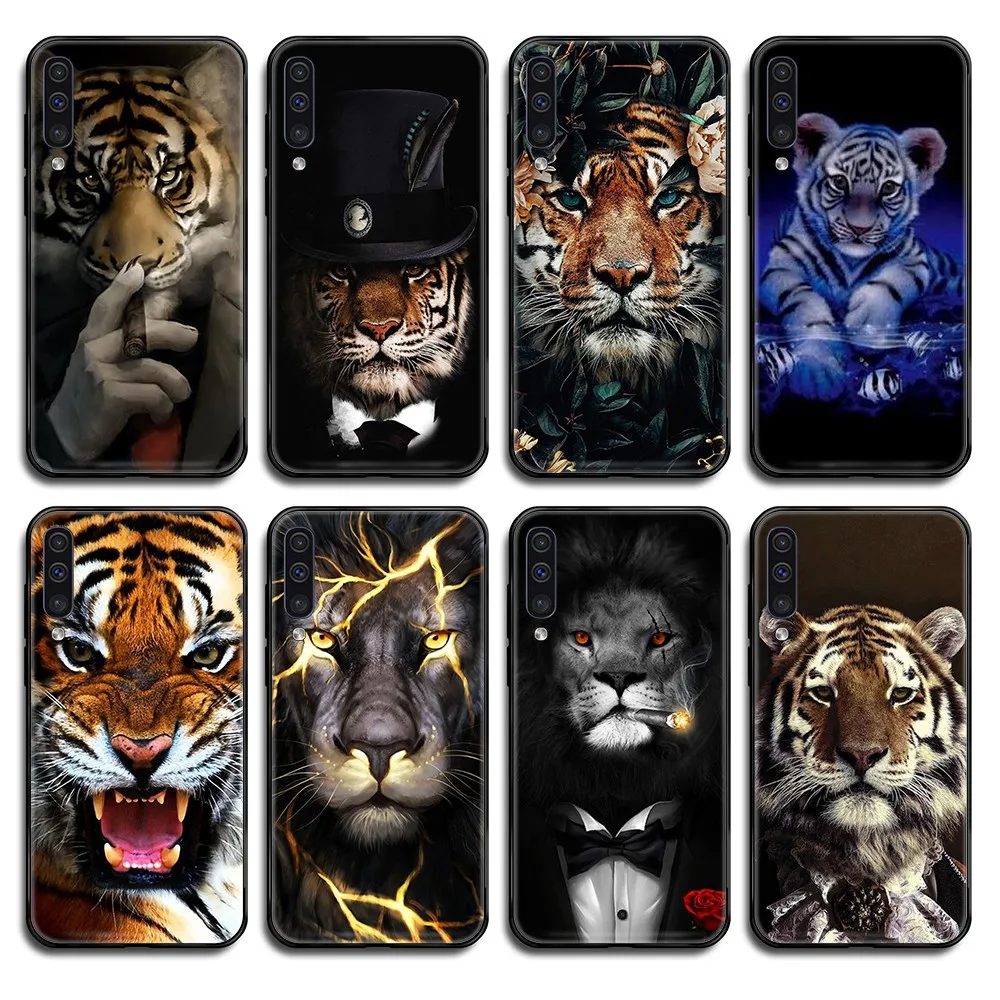 Классный деловой костюм с изображением тигра головы животного черный чехол для