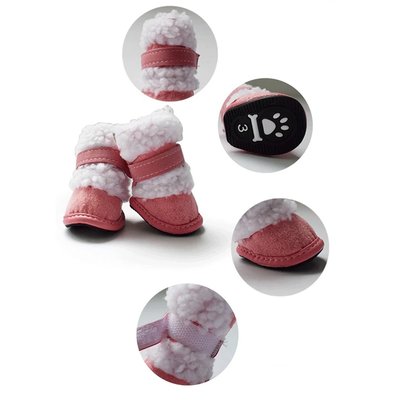 Плюшевые ботинки для домашних животных 4 шт./лот теплые собак Yorkie Maltese Chiwawa теплая