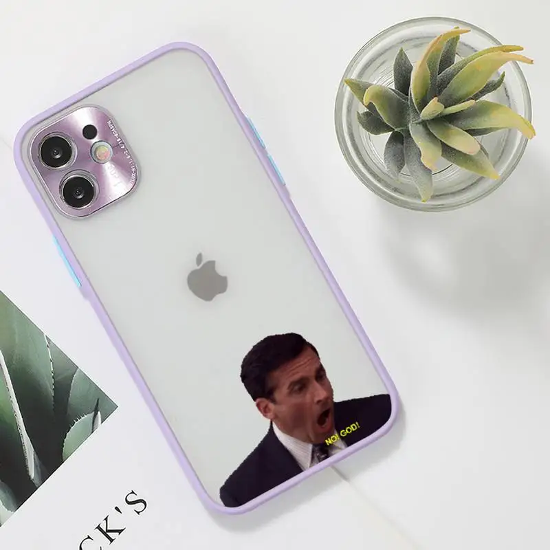 

The Office Phone Case For iPhone 12 11 Mini Pro XR XS Max 7 8 Plus X Matte transparent Purple Back Cover