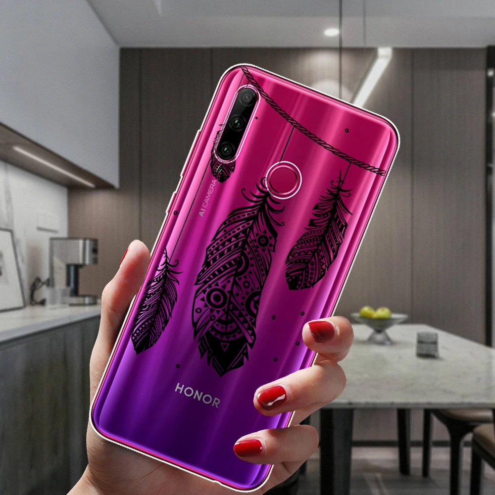 Черный сексуальный силиконовый чехол с цветочным кружевом для Huawei Honor 30 10i 20i 9 9X 8X