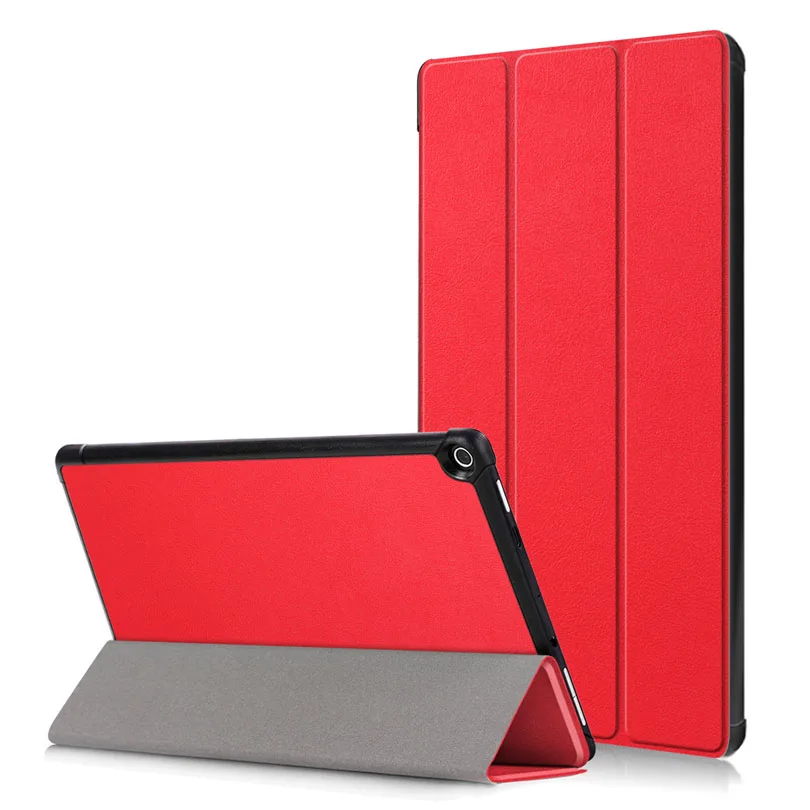 Red Ультра тонкий чехол Funda для Amazon Kindle Fire HD 10 10," планшет из искусственной кожи Умный Магнитный защитный чехол-подставка - Цвет: Red