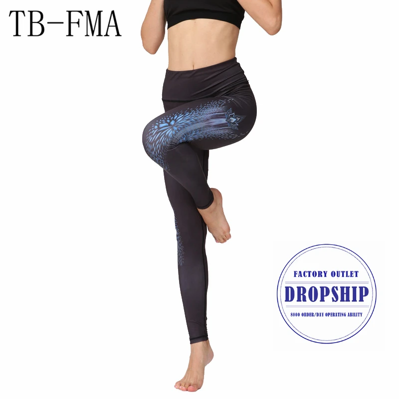 Штаны для йоги спортивные колготки женские леггинсы фитнеса штаны с принтом