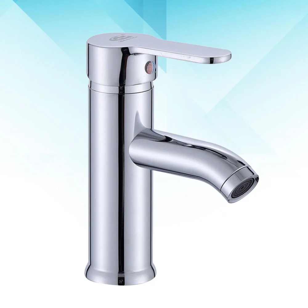 

Cold and Hot Water Basin Curveed Head Stainless Steel Washbasin Tap (Silver)