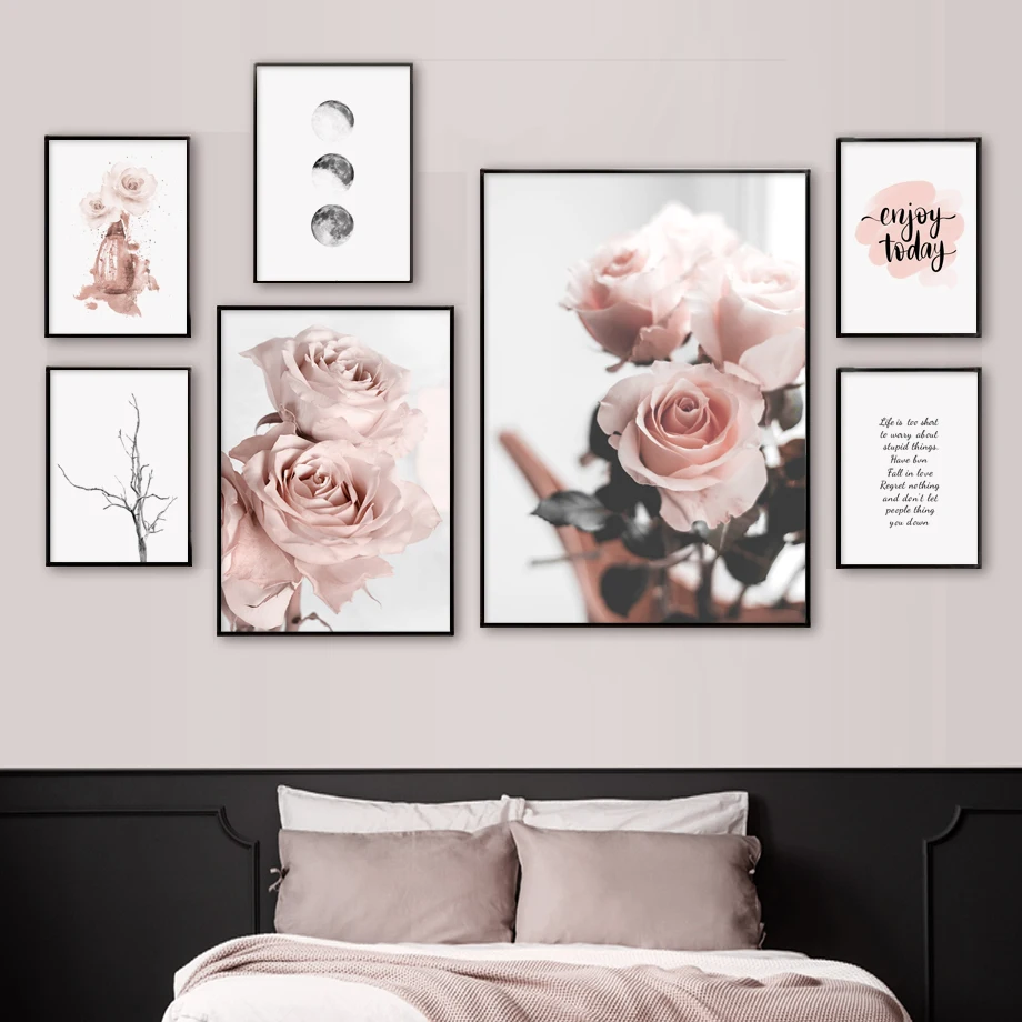 

Perfume Lipstick Moon Peony Rose Flower Tree Art Canvas Painting Nordic Posters And Prints Wall Pictures For Living Room Decor