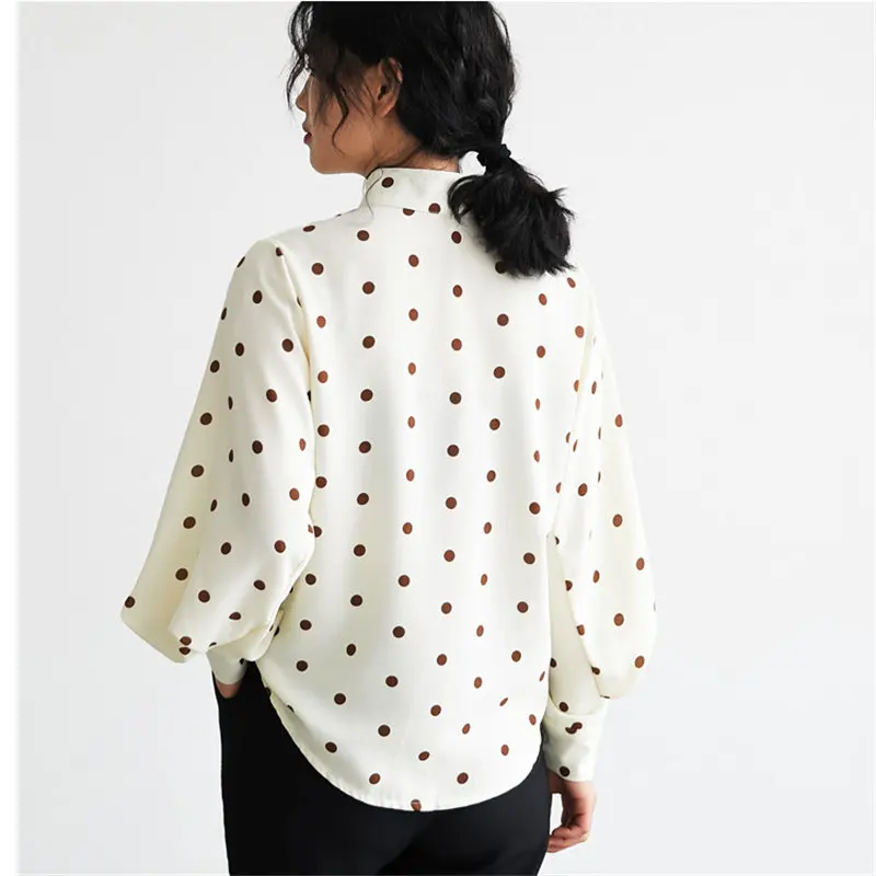 Шикарная Осенняя шифоновая рубашка HziriP с воротником-стойкой большого размера в