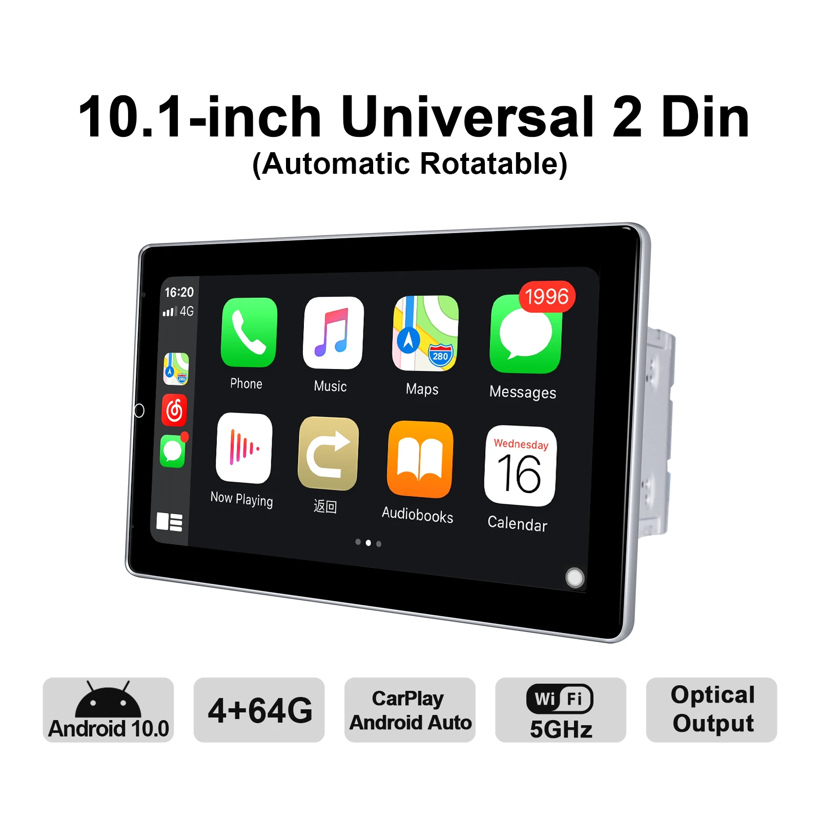 구매 안드로이드 10.0 자동차 라디오 플레이어 헤드 유닛 10.1 인치 4GB RAM 및 64GB RAOM 멀티미디어 플레이어 지원 무선 카플레이, 안드로이드 자동 BT