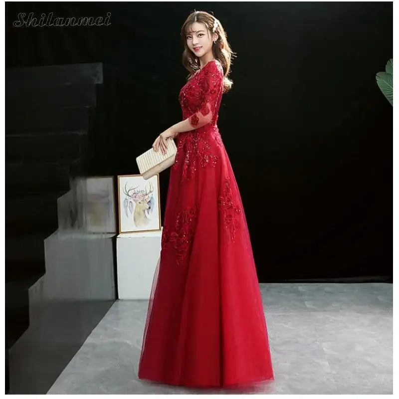 

Red Sequin Evening Party Dresses Women Plus Size Christmas Dress 3xl Deep V Sexy Long Mesh Dress Shining Ball Gowns Vestidos
