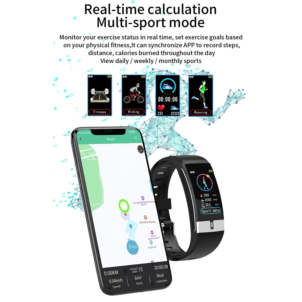 

UGUMO E66 Men Smart Watch Thermometer ECG Blood Pressure Oxygen Heart Rate Monitor Health Fitness Bracelet Women Smart Band