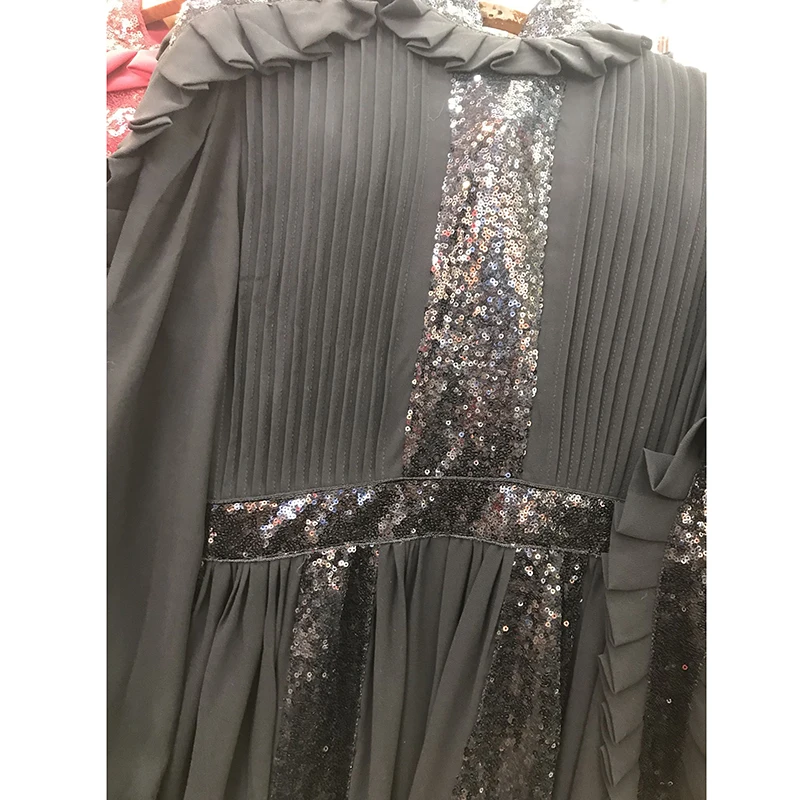 

MENKAY High quality vintage maxi dress women spring autunm new sequined lace ruchend long sleeve plus size long dress party ball