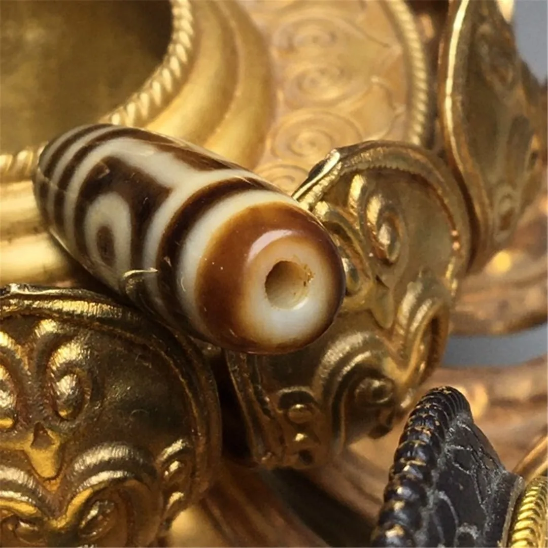 Natural Agate Dzi TTwo Three Eyes Support DIY Old Object Heirloom Tibetan Man's Woman's Featured Loose Jewelry Patina | Украшения и