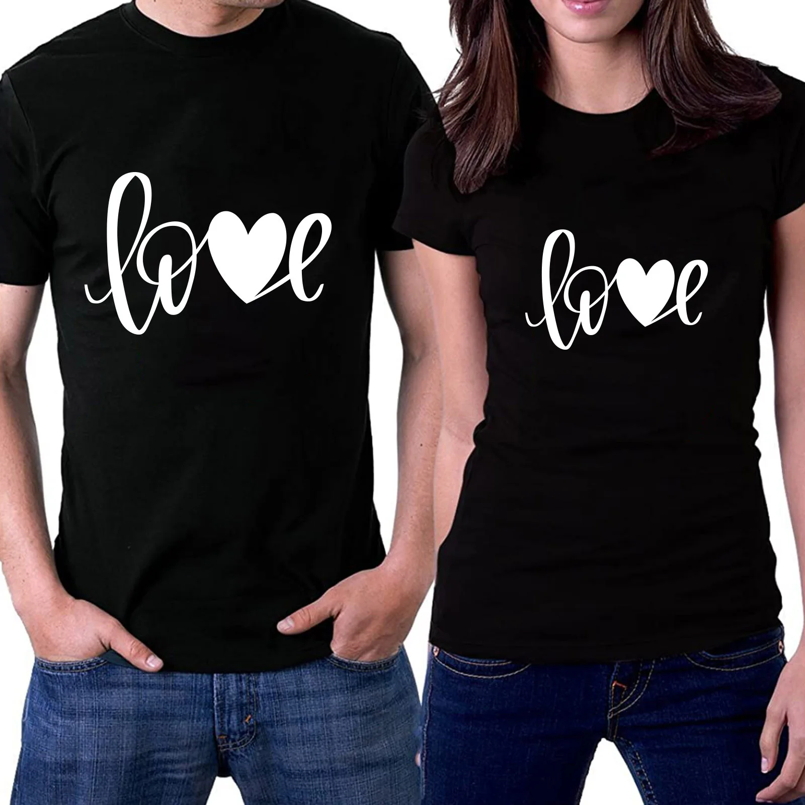 

«King», «Queen» семейная футболка с принтом «любящее сердце» пара футболка Летняя модная женская футболка Повседневная одежда с О-образным выре...