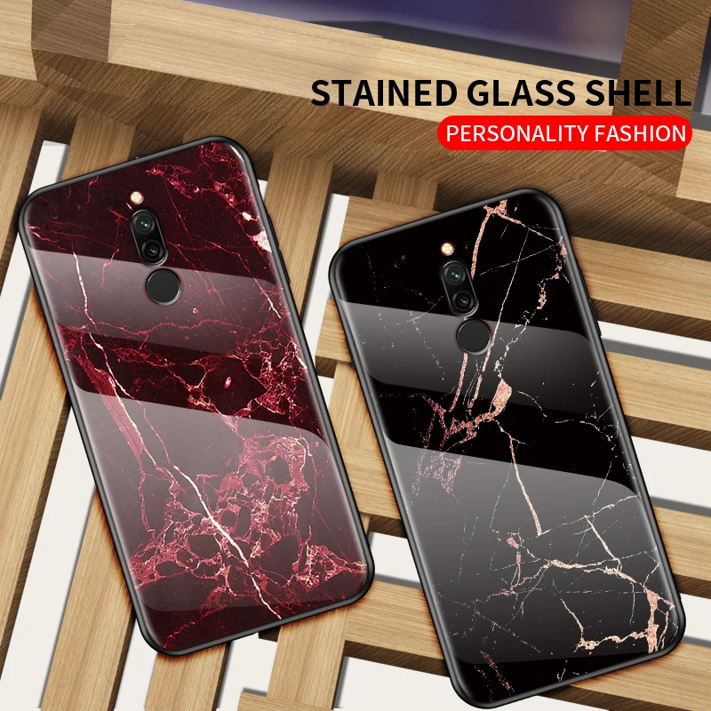 Мраморный чехол из закаленного стекла для Xiaomi Redmi 8 6 22 дюймов Модный мягкий бампер