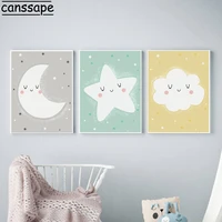 nursery posters and prints moon paintings star print cloud canvas painting nordic wall pictures baby kids bedroom decoration