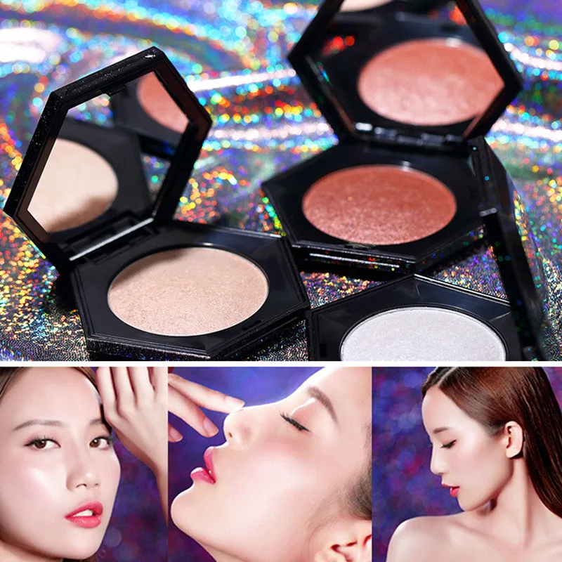 Макияж хайлайтер сияющая блестящая пудра для осветления щек стерео