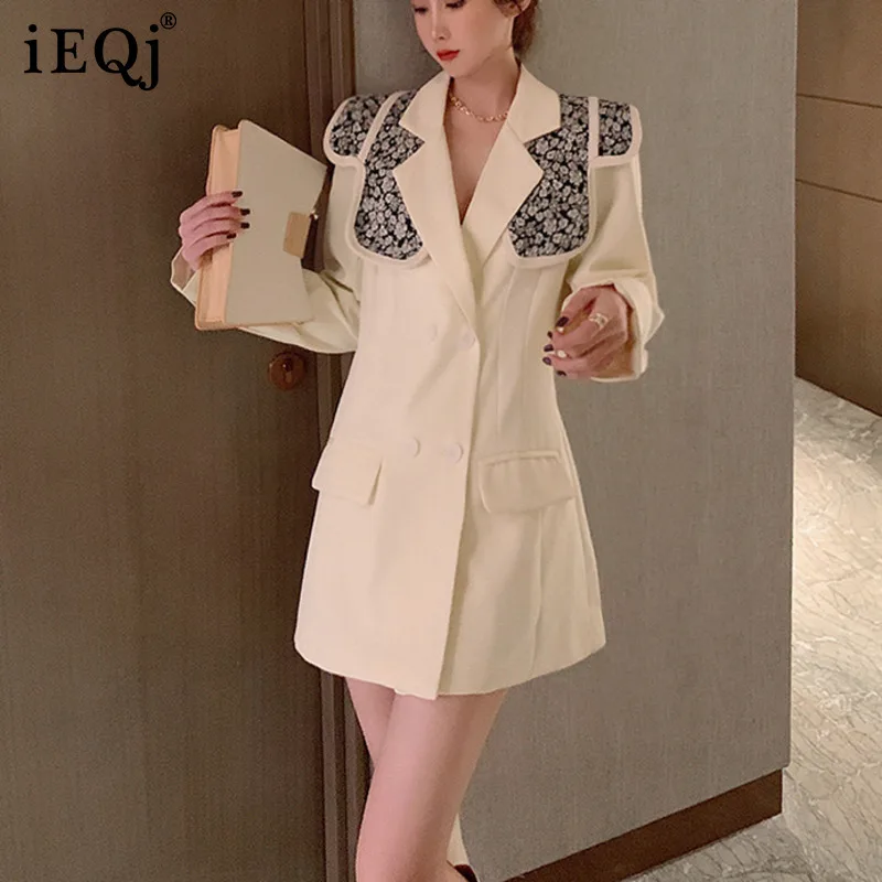 

Женский элегантный темпераментный белый костюм IEQJ, куртка + Блейзер-шаль, новый пиджак с отложным воротником и длинным рукавом, свободная мо...