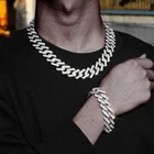 Цепь мужская из кубинской цепи, украшение в стиле хип-хоп, украшение с закрепкой 20 мм, 2 ряда, сверкающая, для мужчин