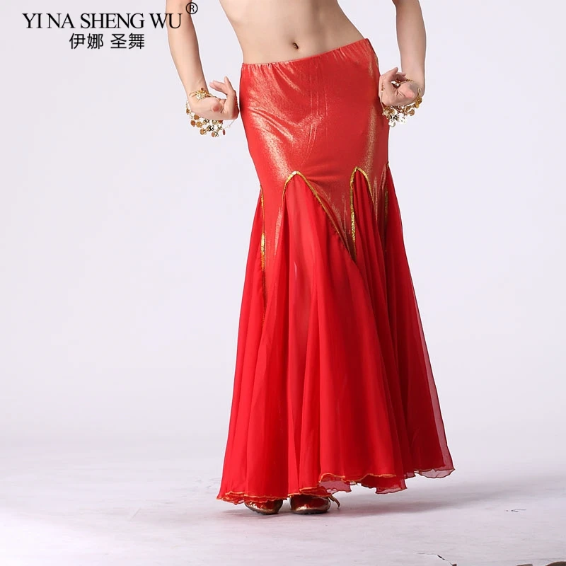

Women Belly Dance Wrap Skirt Silk Chiffon Cotton India Bellydance Fish Tail Skirt Girl Show Performance Belly Dancing Clothes