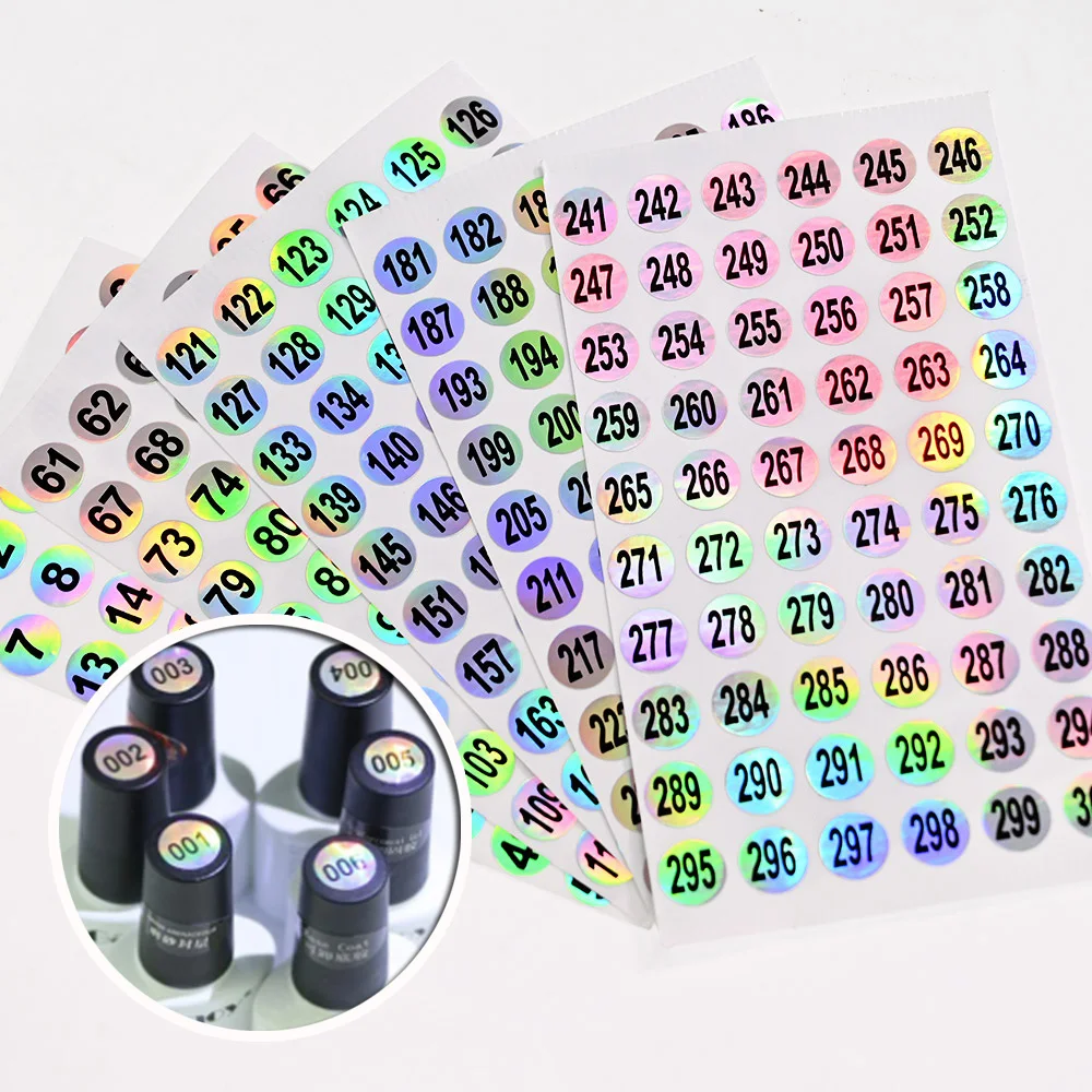 

10 Pcs/Lot 1-300 Laser Numbers Sticker DIY Craft Self-Adhesive Waterproof Sticker Nail Polish Lipstick Color Number Label #N03