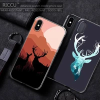 cartoon deer sunset phone case for iphone 11 12 pro max x xs xr 7 8 7plus 8plus 6s se soft silicone case cover