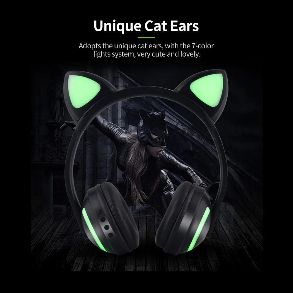 BT 4 2 детские наушники кошачьи гарнитура светодиодный RGB 7 цветов шумоподавление с