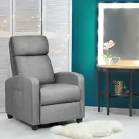 Massage Recliner Chair Single Sofa Fabric Padded Seat Theater Home w/ Footrest Gray