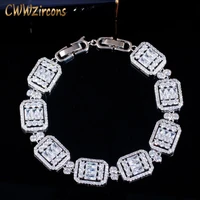 cwwzircons gorgeous luxury white baguette cubic zirconia square tennis bracelets for women engagement wedding prom jewelry cb244