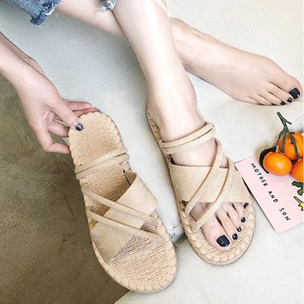 

SAGACE Ladies Elegant Pure Color Flat Heel Slippers Casual Sandals Shoes Fashion Female Slides Summer Shoes Sandalias Mujer