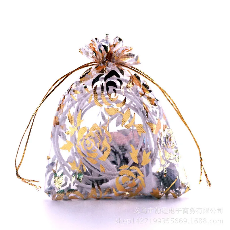 50 шт. Позолоченные марлевые пакеты из органзы подарочная упаковка для ювелирных