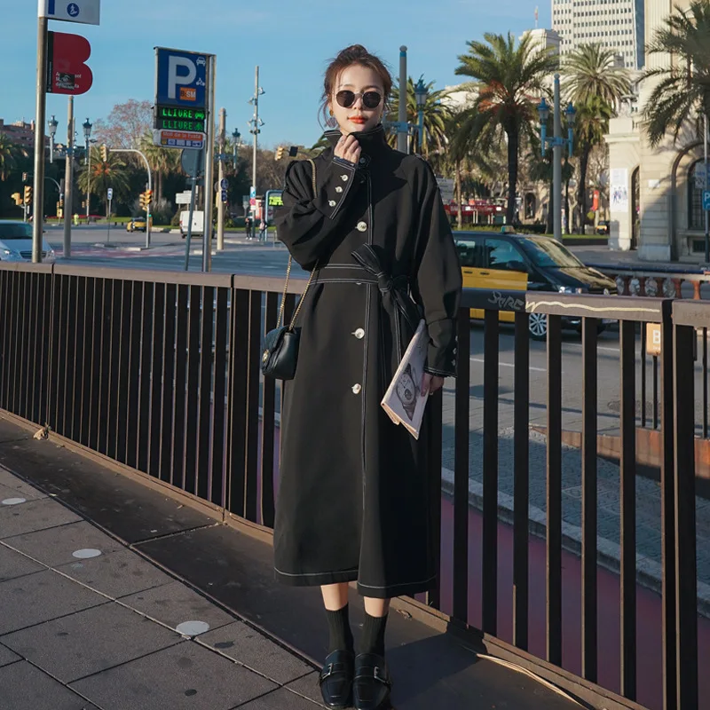 

2020 autumn new fashion coat British style high-end atmosphere beautiful and elegant women's windbreaker jacket mid-length