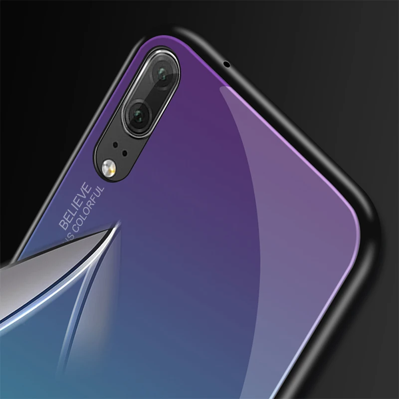Градиентный чехол из закаленного стекла для телефона huawei P20 Lite 2019 P30 Pro Nova 3e 4e 4 6 mate