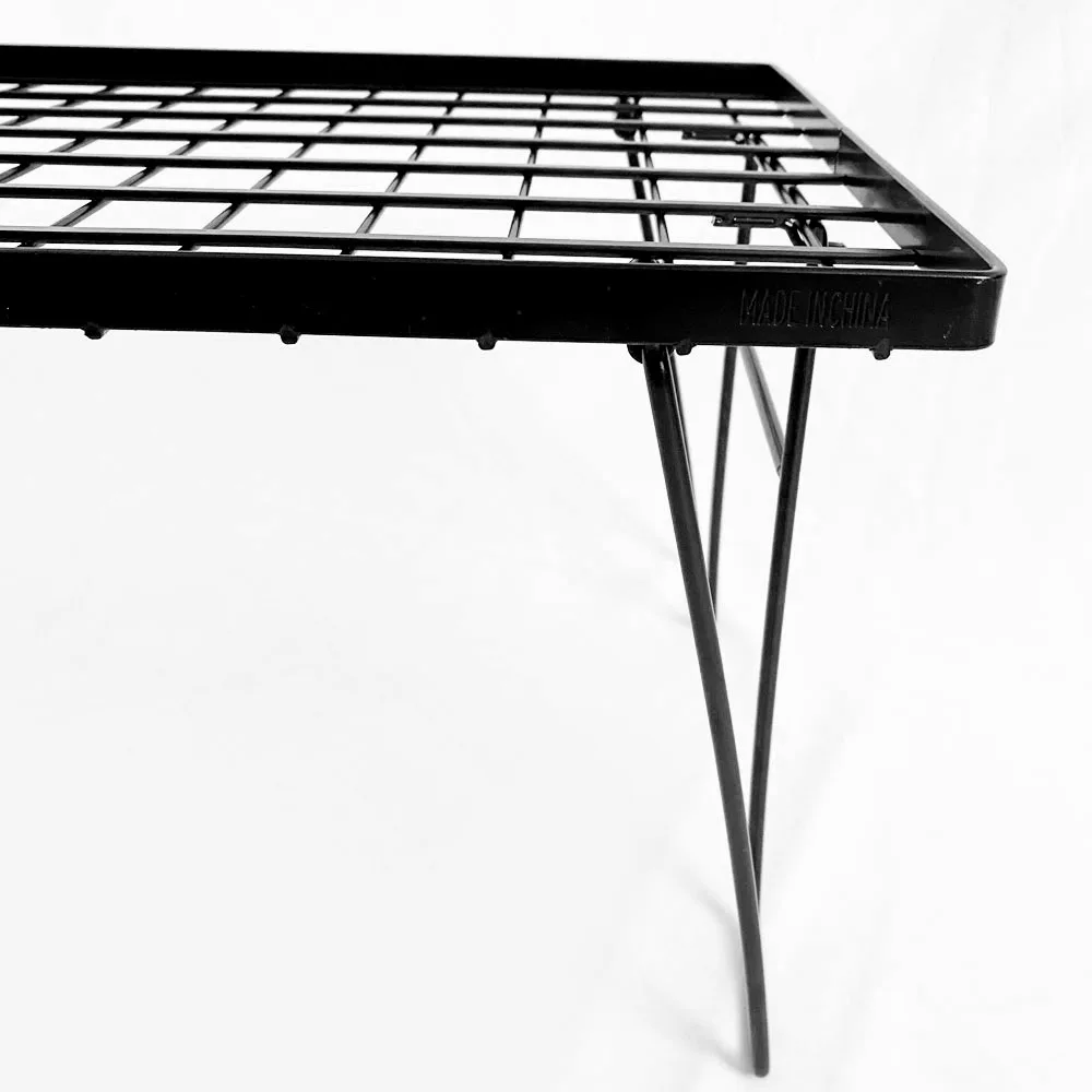

Portable Grill Table Folding Camping Table Iron Metal Grill Stand Table Drain Rack Load up to 88lb for Outdoor Camping BBQ