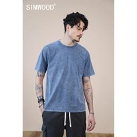 simwood 2021 summer new snow oil wash t shirt men retro vintage tshirt 100 cotton drop shoulder oversize tops plus size tshirt