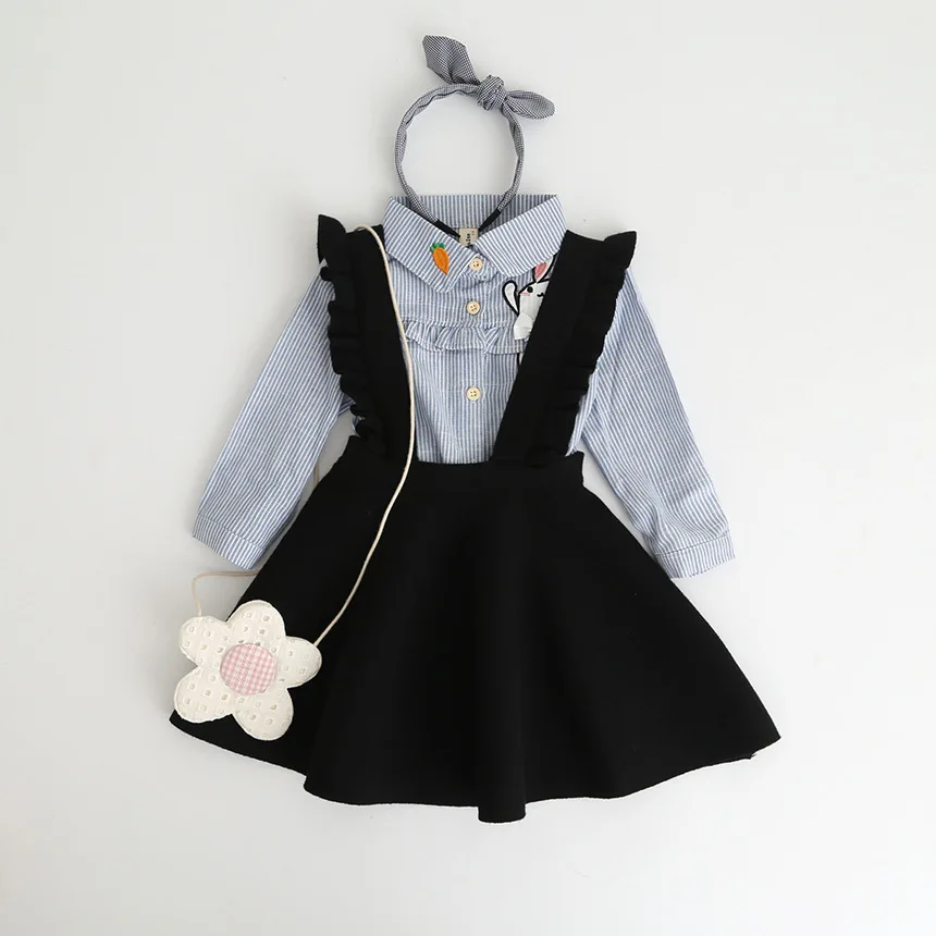 New Autumn 2020 Brand Baby Girls Dress Sweaters Kids Overalls Children Knitted Strap Toddler Beautiful 2-8Y | Детская одежда и