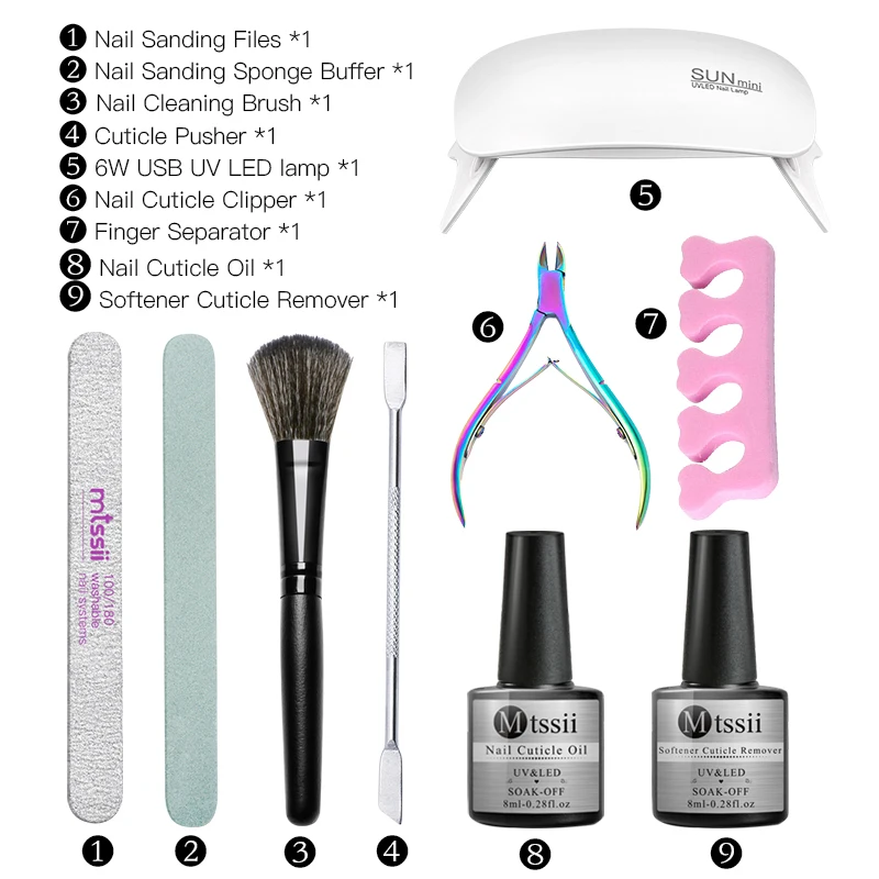 Полный маникюрный набор с лампой 6 Вт Гель лак для ногтей инструментов дизайн