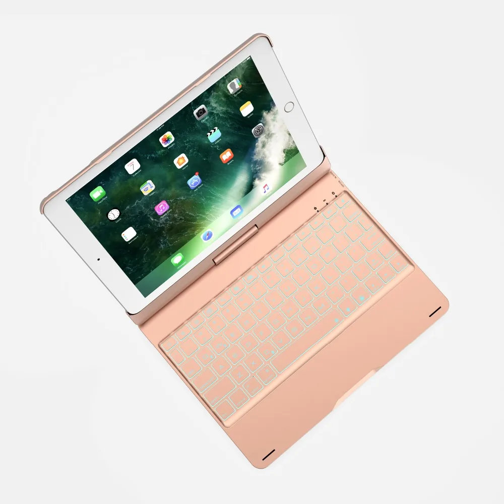Красочная подсветка клавиатуры для iPad 9,7 ''поворот беспроводной Bluetooth клавиатура чехол для iPad Air 2 1 Fundas