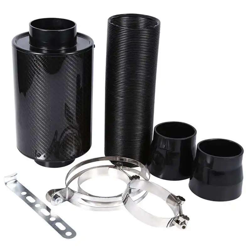 

Air Filter Induction Kit 3" Carbon Fiber Induction Car Cold High Flow Ducting Intake Admission Bent Stretch Pipe Hose Kit