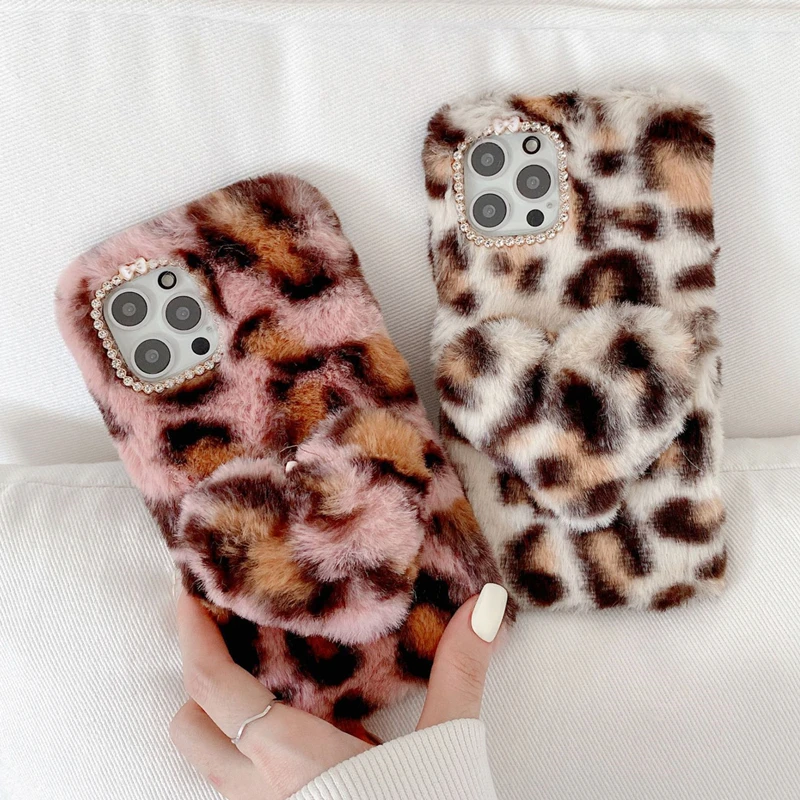 

Signalshin Love Heart Leopard Fluffy Fur Phone Case For Xiaomi Mi 8Se 8Lite 9Pro 10S 10Ultra Note 10 Lite Mi 11 Pro CC9E Case