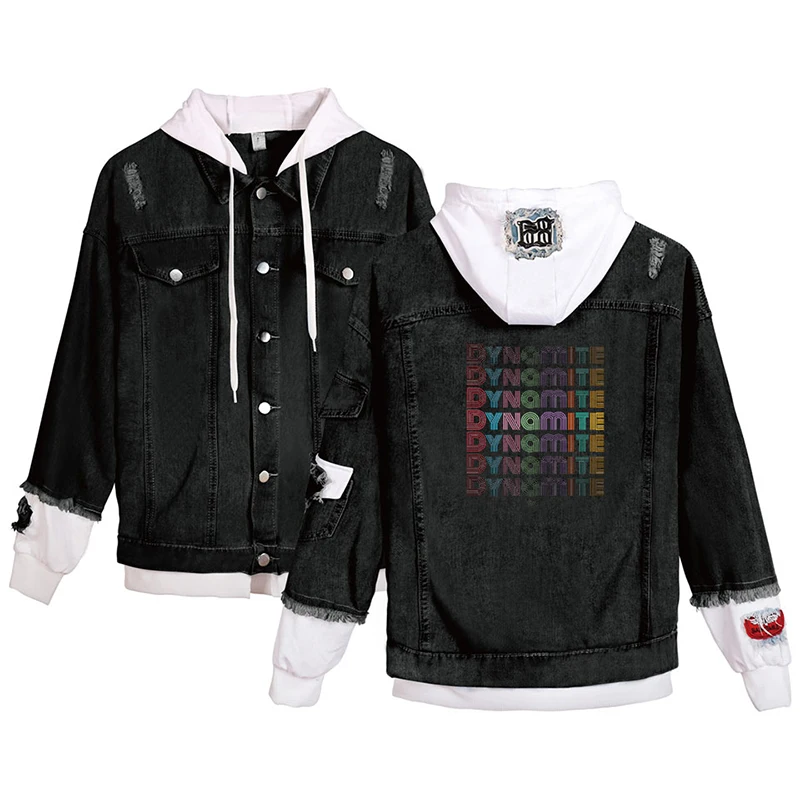 

Hip Hop Hoodies Album DYNAMITE Denim Jacket Men/women Outwear Jean Coats and Jackets Harajuku K-pop Cool Jacket Coats