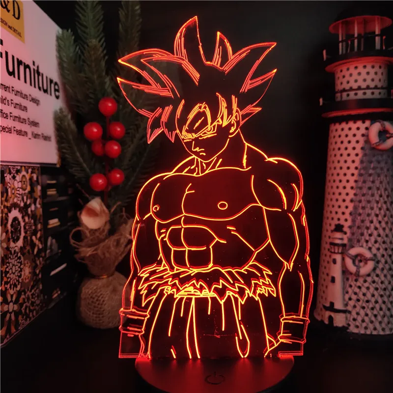 dinosaur light Dragon Ball Z Son Goku Anime 3D Night Lights Broly Vegeta Lighting DBZ Led Gohan Color Changing Lamp Visual Desk Lampara Figma red night light