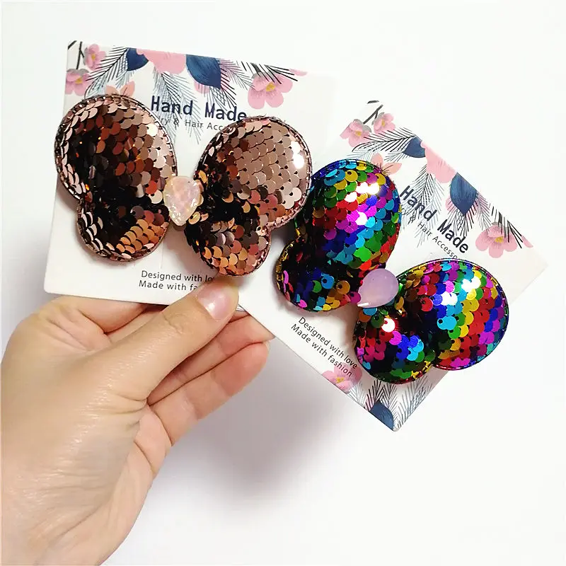

New 10PCS/lot Big Size Modish Girls Hairpin Cute Butterfly Shinning Sequins Hair Clip Prince Hair Bowknot Hair Barrette Headwear