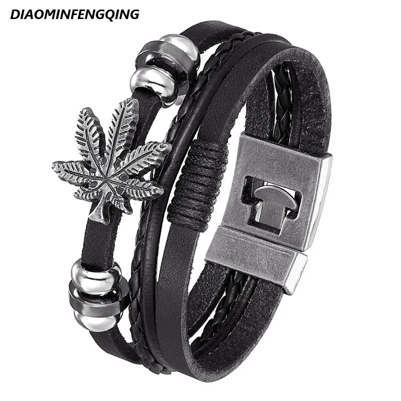 Новый стиль 2020 кожаный браслет на удачу в стиле ретро мужской многослойный