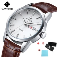 wwoor famous brand men watch day date analog quartz clocks luxury sports business leather casual wristwatch relogio masculino