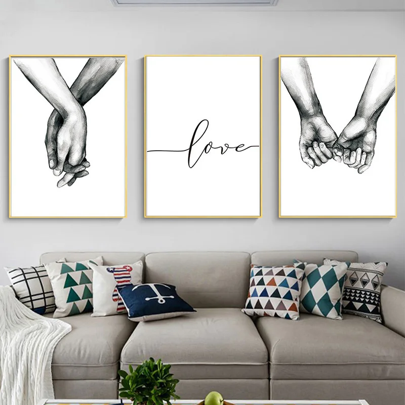 

Sketch Modern Simplicity Canvas Painting Love Holding Hands For Living Room Bedroom Posters And Prints Wall Home Decor